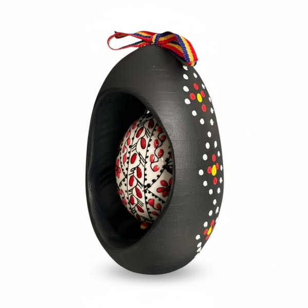 Easter egg, traditional, with a ceramic stand, handcrafted, individual box, Easter gift, holiday decoration